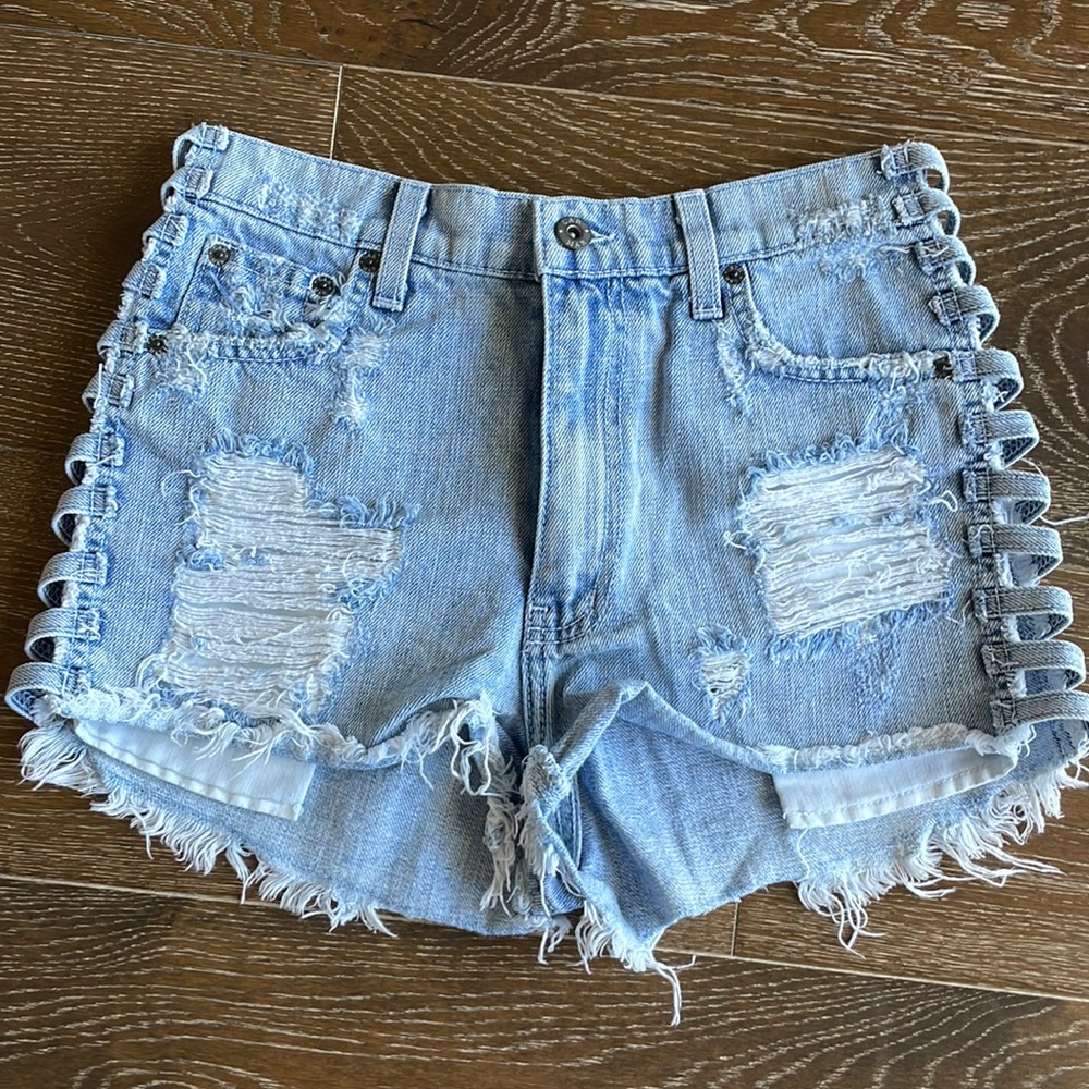 Carmar denim shorts with open sides